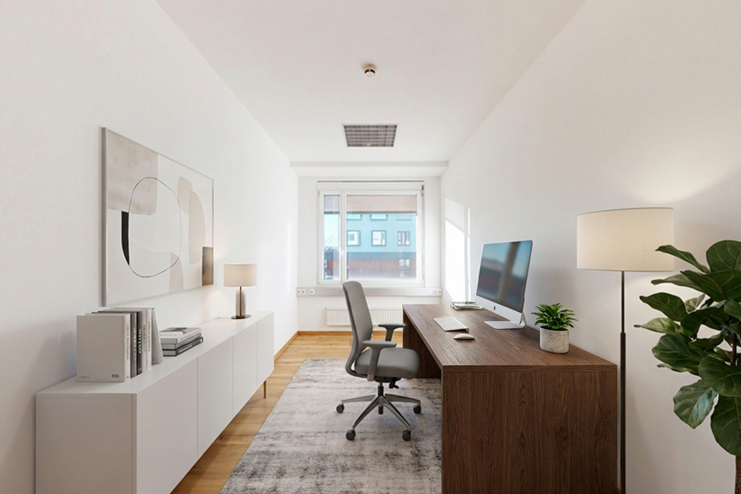 Einzelbüro mit KI-Möblierung
